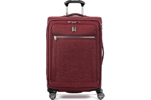 Travelpro Platinum Elite Softside Expandable Checked Luggage, 8 Wheel Spinner Suitcase, TSA Lock, Men and Women, Bordeaux Red, Checked Medium 25-Inch