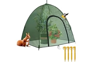 CHPPEY 37.5" x 37.5" x 28" Mesh Plant Cover from Animals - Plant Netting Pest Guard Cover with Stakes for Raised Bed, Plant Tent Cage Protector for Vegetables Fruits Flowers Small Animals, 1PCS