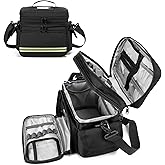 Black Double Layer First Aid Bag Medical Bag Empty Emergency First Responder Organizer for Nurses,Home Health Care, EMT