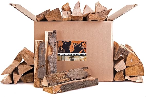 Axtschlag Räucherholz Buche, 10 kg sortenreines Smoker Wood mit Rinde ...