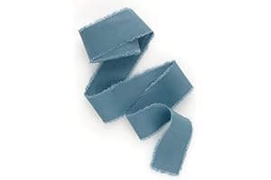 LINENLARK Slate blue 1 inch wide 5 yds frayed edges handmade cotton ribbon hand dyed for Rustic wedding invitation ties favors gift wrapping Party decor bows Florist Bouquet supplies Flat lay props