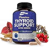 NutriFlair Thyroid Support Complex, 120 Capsules - with Iodine, Black Pepper, Ashwagandha, Vitamin B12 - Thyroid Supplement for Women and Men