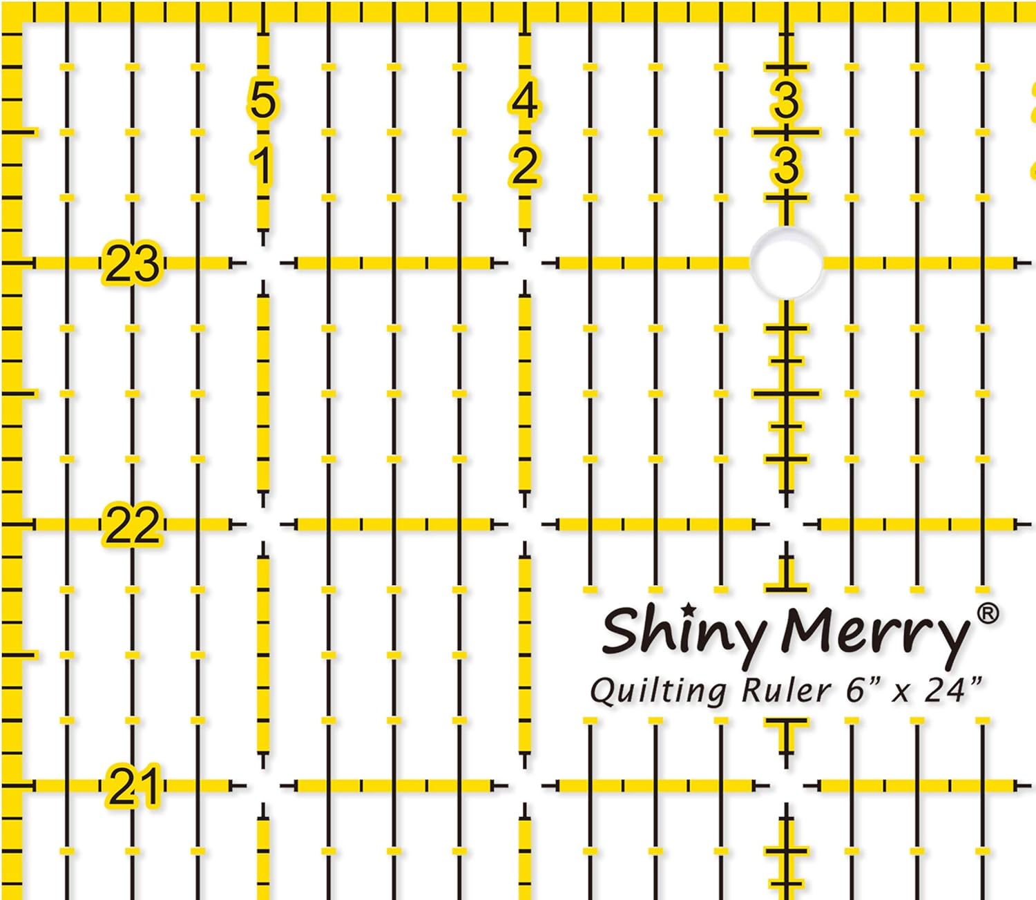 Shiny Merry 6 x 24 inch Transparent Non-Slip Acrylic Quilting Ruler for Precision Cutting Crafts with Yellow and Black Template Lines - Image 4