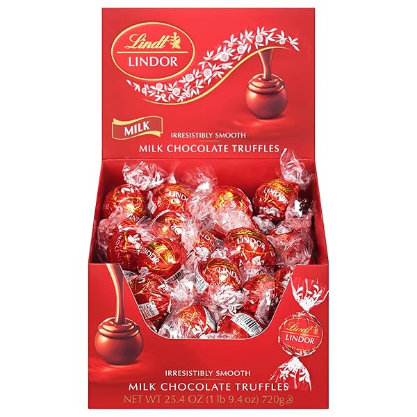 LINDT LINDOR MILK CHOCOLATE TRUFFLES, 60 COUNT BOX, 25.4 OUNCE
