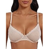 zossav Sexy Lace Unlined Bra Bralette See Through Demi Sheer Mesh Balconette Underwire Unpadded Bras
