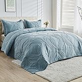 Kingnex Oversized King Bedspreads 128x120 for Tall King or Cal King Bed Ultrasonic Quilted Coverlet Set 3 Piece Include 1 Extra Wide Quilt 2 Pillowcases Blue