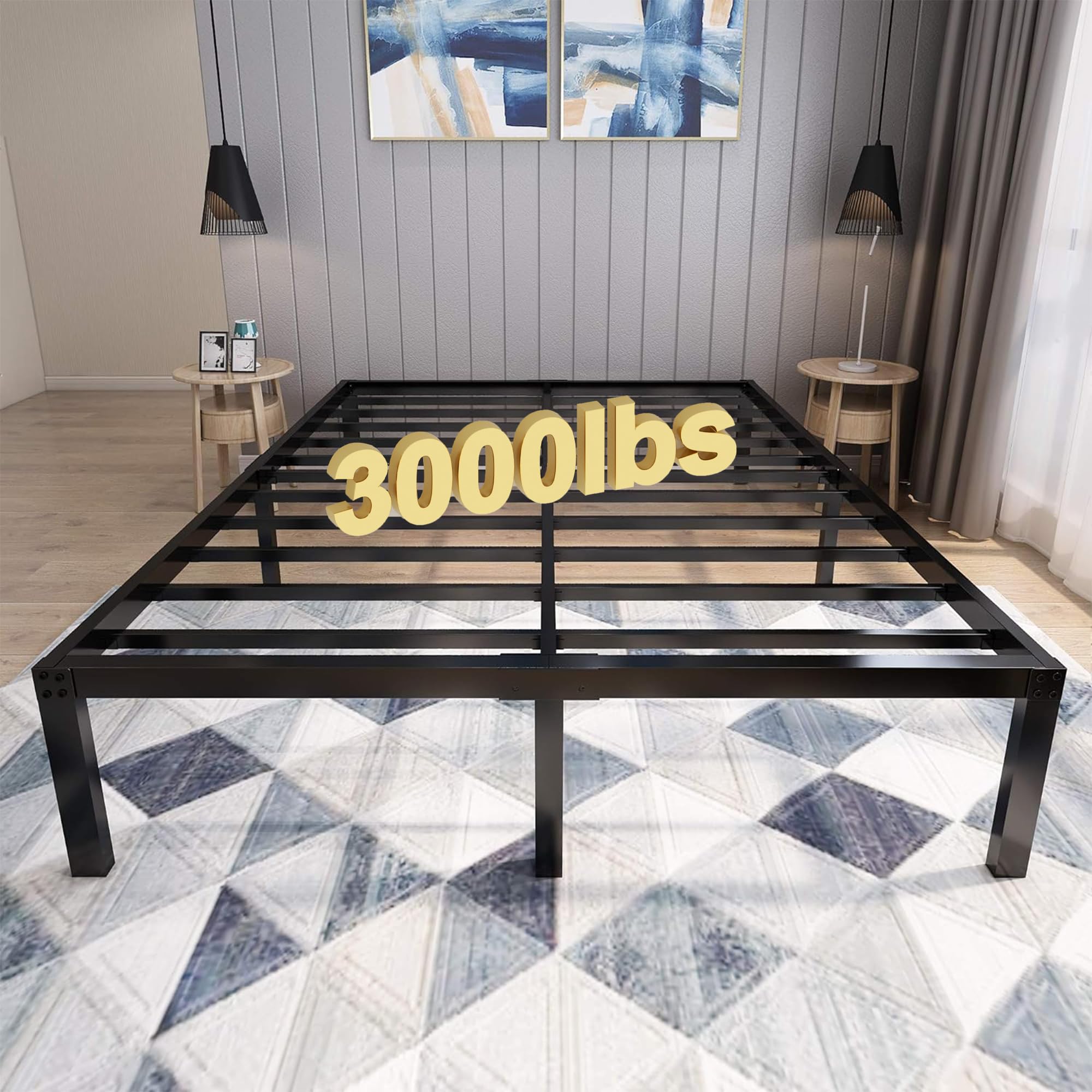 Photo 1 of **MISSING HARDWARE**45MinST 18 Inch Platform Bed Frame/Easy Assembly Mattress Foundation / 3000lbs Heavy Duty Steel Slat/Noise Free/No Box Spring Needed,Cal King