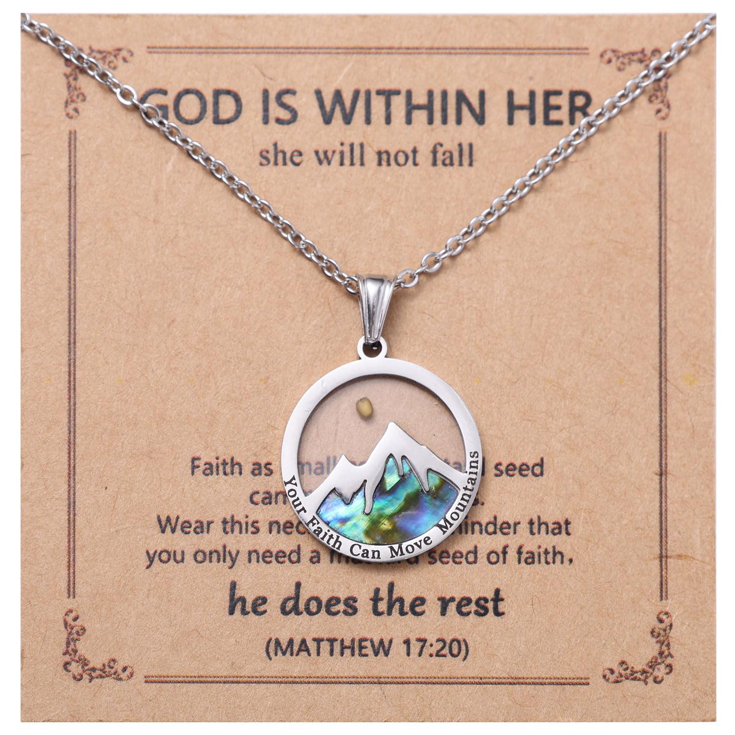 Mustard Seed Necklace, Round Colorful Mountain