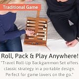Jaques of London Roll Up Travel Backgammon Set Luxury Leather view 5