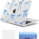 May Chen Compatible with M4 MacBook Air 15 inch Case 2025 2024 2023 A3241 A3114 M3 A2941 M2 with Liquid Retina Display & Touch ID, Plastic Hard Shell with Keyboard Cover - Blue Bows