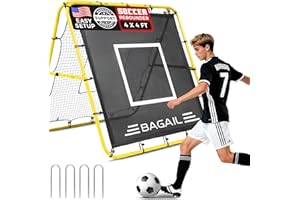 BAGAIL Soccer Rebounder Net, 4 x 4 Ft Pitch Back Baseball Softball Rebounder, Angle Adjustable Rebound Net for Control, Passing Practice, Easy Setup Bounce Back Net Gifts for Training