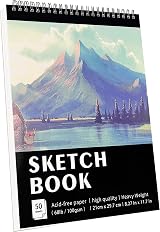 KINSPORY Sketchbook A4 21 x 29.7cm 100 Pages 100gsm Spiral Bound