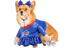 NFL Buffalo Bills Officially Licensed Cheer Dog Costume by MODERN HERO Includes Dress with Faux Stuffed arms and Tinsel pom-poms and Satin Bow Headband, Size X-Large