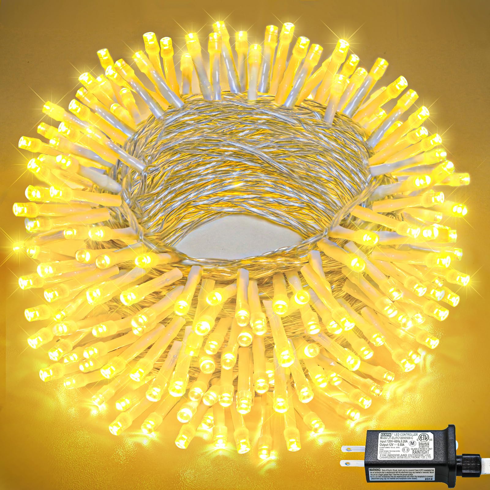 Photo 1 of 100FT 300 LED Christmas Lights Outdoor, Warm White Christmas String Lights Indoor Waterproof with 8 Modes, Connectable Plug in Twinkle Fairy Lights for Bedroom Patio Garden Xmas Tree Party Decorations