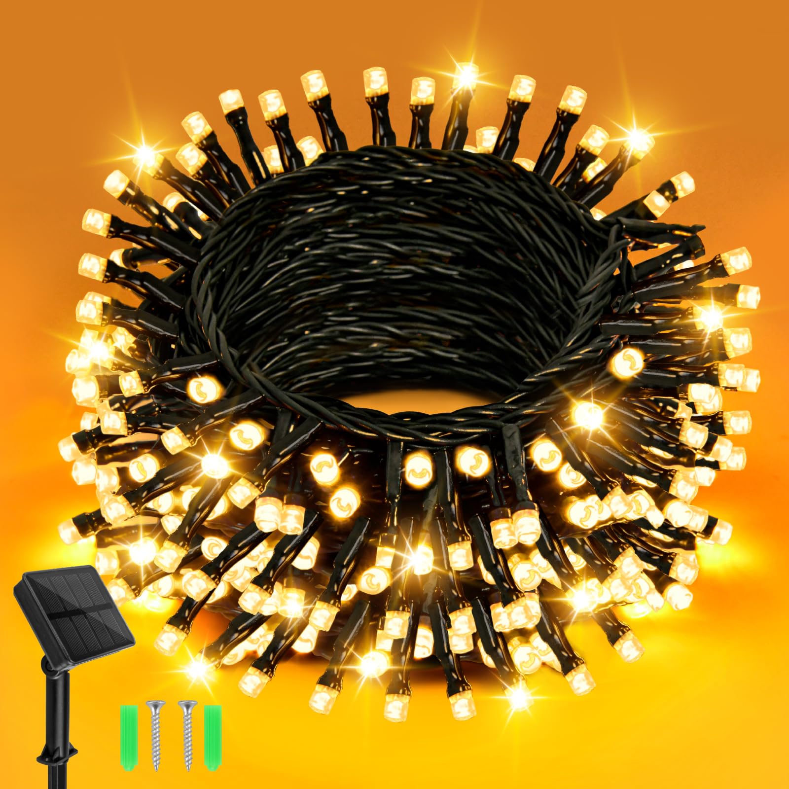Dalugo Solar Garden Lights Outdoor, 5m 50 LED Solar Powered String Lights, Waterproof Warm White Fairy Lights 8 Modes for Garden, Patio, Yard, Festival, Party Decorations
