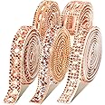 Xinnun 5 Rolls Crystal Shiny Rhinestone Ribbon Self-Adhesive Rhinestone Strips Ribbon Resin Diamond Bling for Art Craft DIY Party(Mixed Style,Champagne Gold)