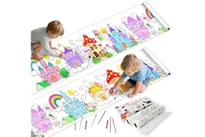 TELEVENTURE 2PCS Children's Drawing Roll, Coloring Paper Roll for Kids Gift,116 * 11.6 Inches DIY Painting Drawing Paper Roll, Color Wonder Paper, Early Educational Toys for Kids Ages 3-8 (Castle)