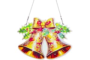 THMNJ Christmas Bell Ornaments Colorful Window Hanging Decorations Home Wall Decor for Bedroom Patio Indoor Outdoor