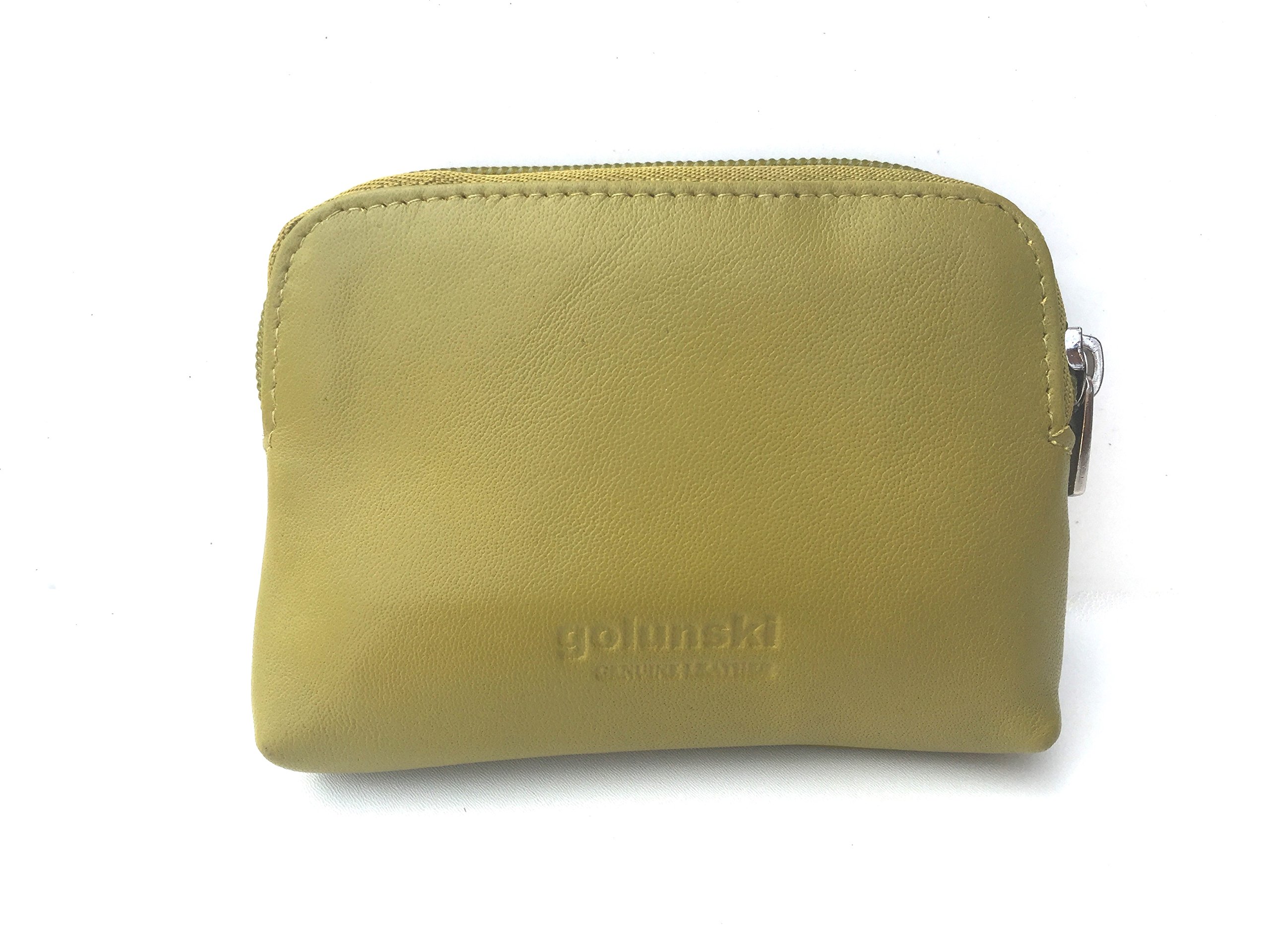 Golunski 327 Small Super Soft Leather Credit Card,Coin Zip Purse with Floral Design Interior (Lime)