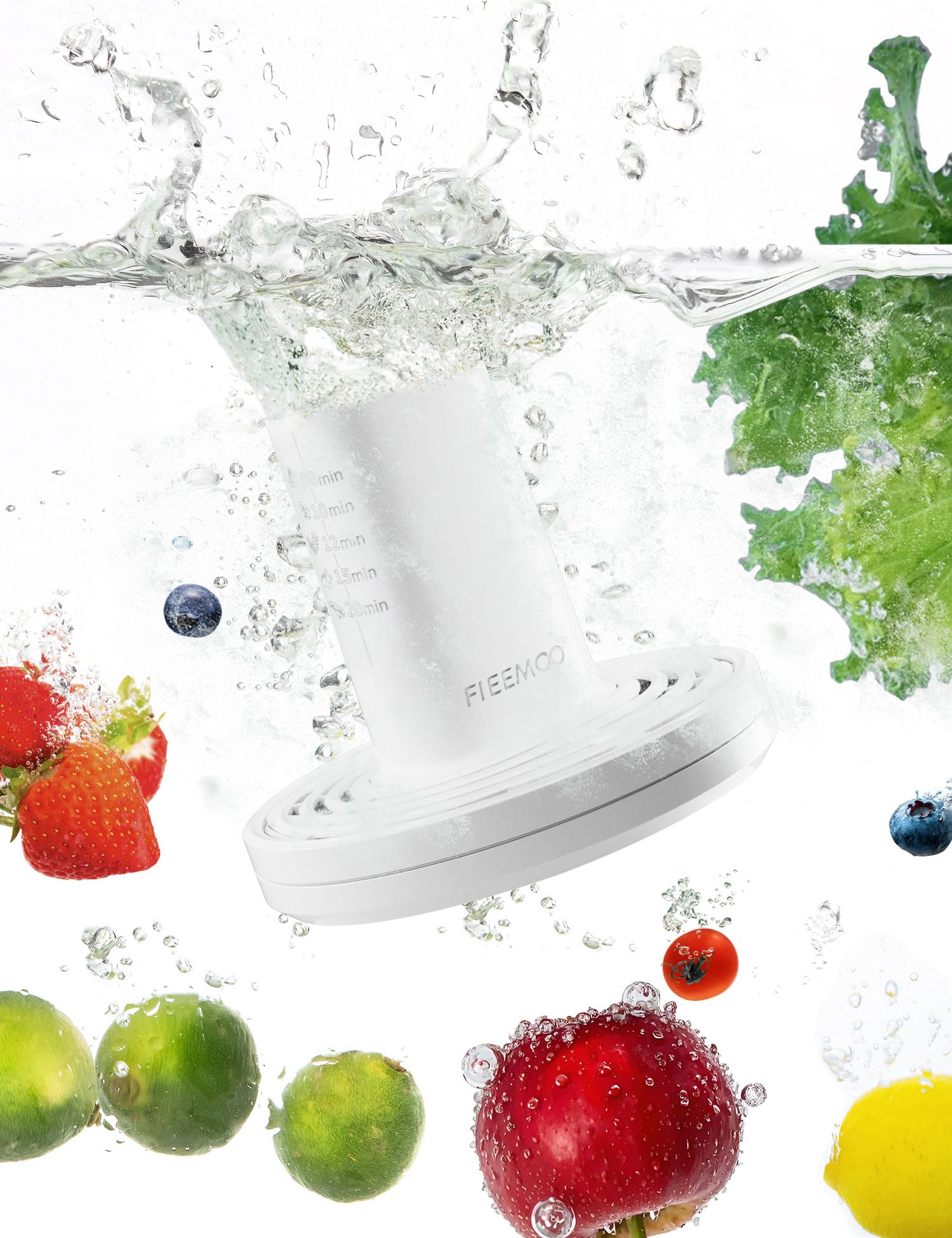 Fruit and Vegetable Washing Machine in Water, Electric Fruit Cleaner Device with OH-ion Purification Technology, Large Reaction Area, for Cleaning Fruit, Vegetable, Rice, Meat and Seafood