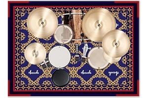 Aucuda Drum Rug 4x6ft Drum Tapis Mat Outdoor, Tightly Woven Fabric Drum Set Carpet with Non-Slip Grip Bottom, Electric Drum A