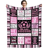 FLOW4U Soccer Blanket for Girls Soccer Gifts for Kids Stuff Soccer Ball Blankets Throw Bedding Football Gifts for Women Adults Soccer Lover Room Decor Birthday Party Decorations 50"X40"