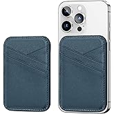 Miroddi for MagSafe Wallet, Genuine Leather Magnetic Wallet Card Holder for iPhone 16/15/14/13/12 Series, 0.12” Ultra-Thin Magnetic Phone Wallet, 3 Card Slots, Fits 3 Cards, RFID Blocking, Blue