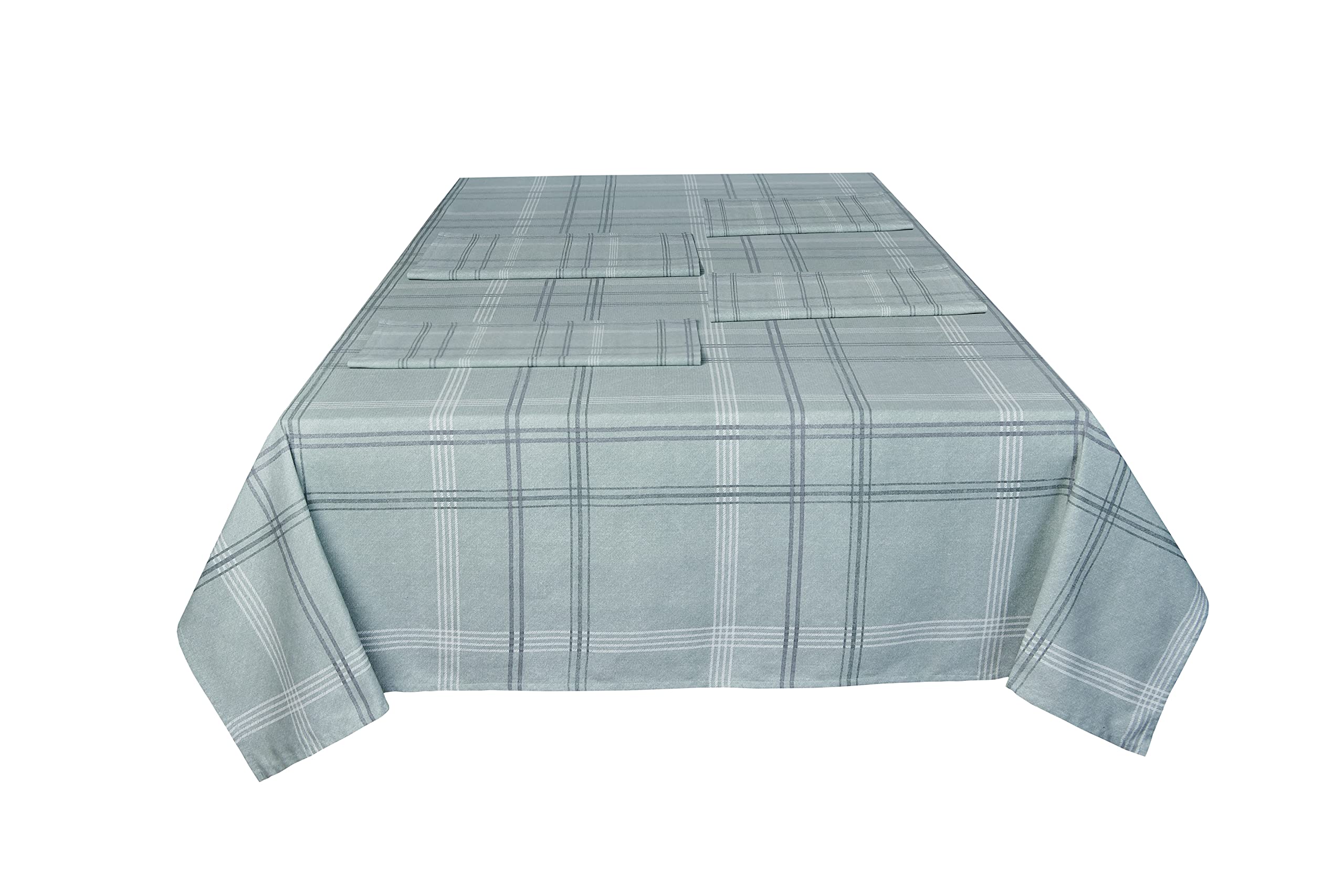 Sleepdown Check Printed Decorative 100% Cotton Half Panama Table Cloth for Dining Table - Durable Stain Resistant Table Cover - Green - 137cm x 229cm — image 1