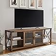 Walker Edison Rustic Modern Farmhouse Metal and Wood TV Stand for TV's up to 80" Universal TV Stand for Flat Screen Living Ro