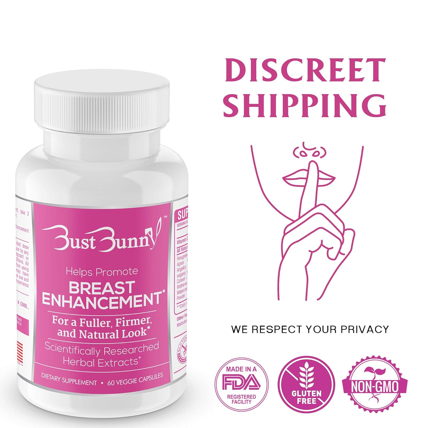 Breast Enhancement Pills Vegan Friendly 3 Month Supply 1 Natural