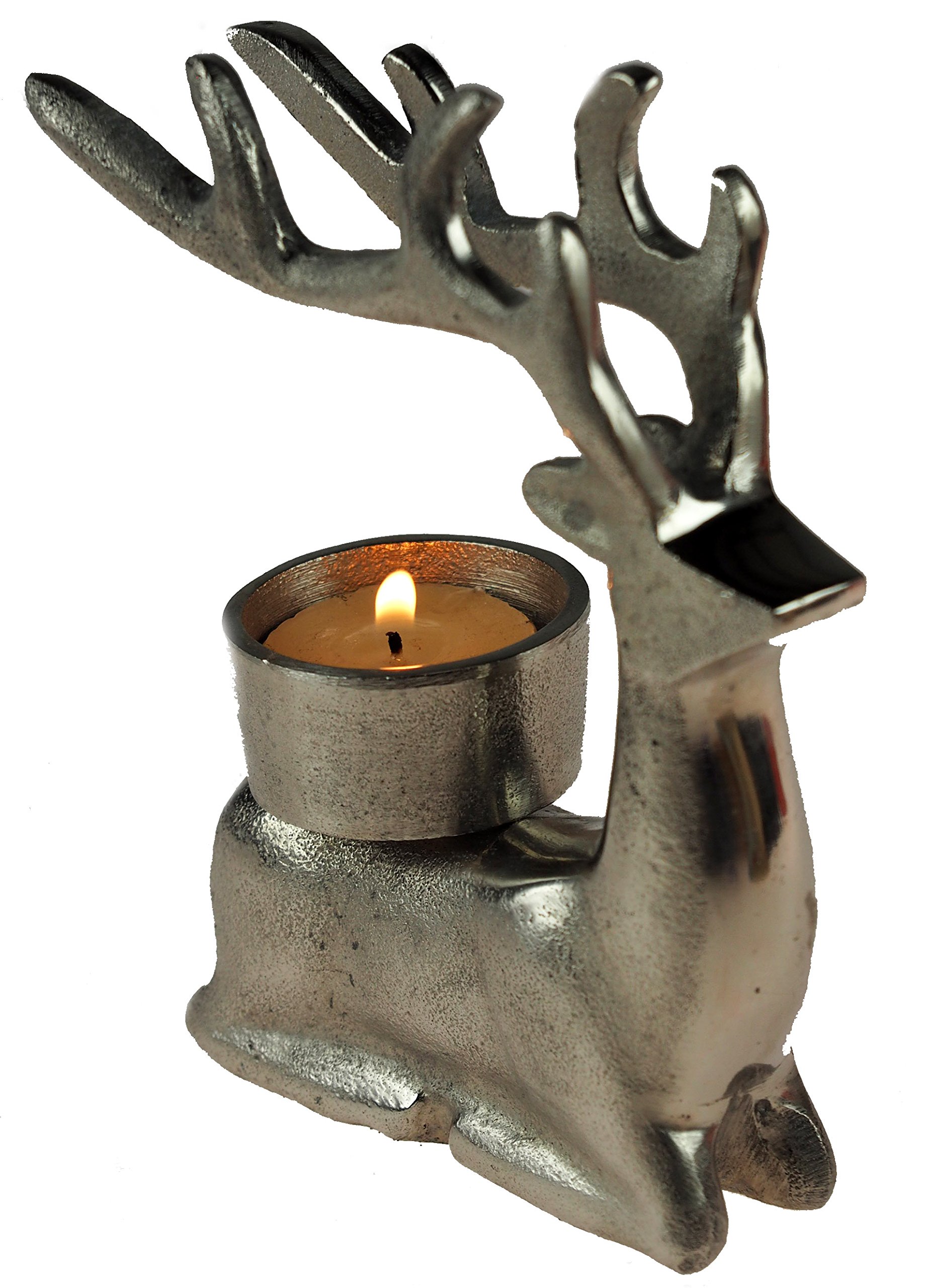 Minster 1949 Silver Sitting Christmas Reindeer Tea Light Candle Holder Ornament