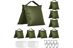Evekea 8 Packs Sandbags Weight Bags for Photo Studio, Heavy Duty Saddlebag for Canopy, Umbrella Base, Backdrop Stand, Photo Tripod, Picnic Table,Fishing Chair(Green)
