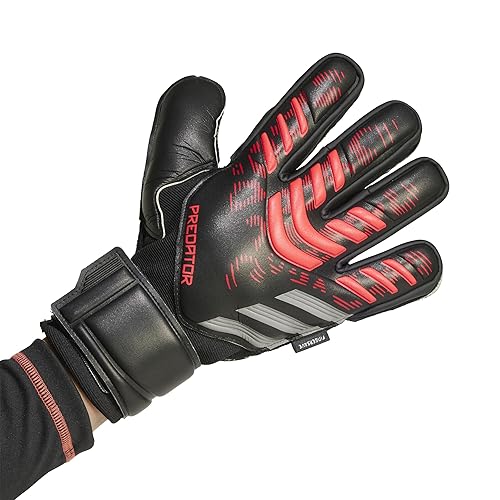 adidas Unisex Match Fingersave Goalie Soccer Gloves, Black/Black/Lucid Red, 8