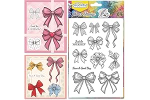 CHGCRAFT Cute Bow Clear Stamps Different Bow Transparent Stamps Inspirational Words Silicone Clear Stamp Seals for Carding Making DIY Scrapbooking Photo Album Decoration, 4.3x6.3 inch