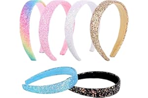 6pcs Glitter Headbands for Girls & Women, Sparkly Rainbow Sequin Hairbands Kids Head Bands Hair Bands Bling Hair Accessories 