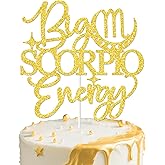 Hzbcxs Big Scorpio Energy Cake Topper - Scorpio Season Birthday Party Supplies - 12 Zodiac Constellations Scorpio Birthday Party Decorations Gold