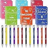 Geyee 24 Pcs Mini Motivational Pens Inspirational Notepads Bulk Appreciation Gifts Small Journals Funny Ballpoint Pen Set Prizes Men Women Office Travel Party Favors(Funny)
