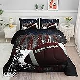 Smell Sunshine American Flag Comforter Set American Football Graffiti Printed Bedding Set with 1 Comforter and 2 Pillowcases for Boys and Girls Bedroom All Season(Football-2 Twin)