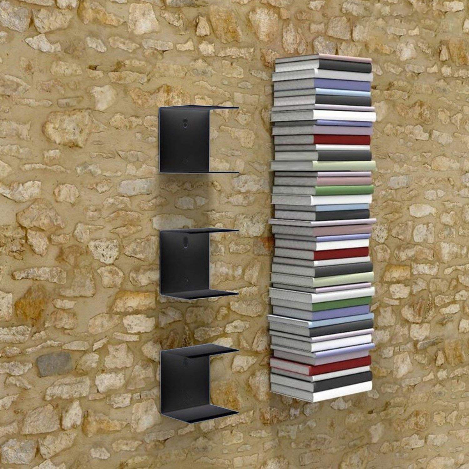 Klaxon Wall Mounted Book Shelf Book Shelves Invisible Wall Shelves For Living Room Drawing Room Office Study Room Metal Black Pack Of 3 Buy Online In Serbia At Serbia Desertcart Com Productid