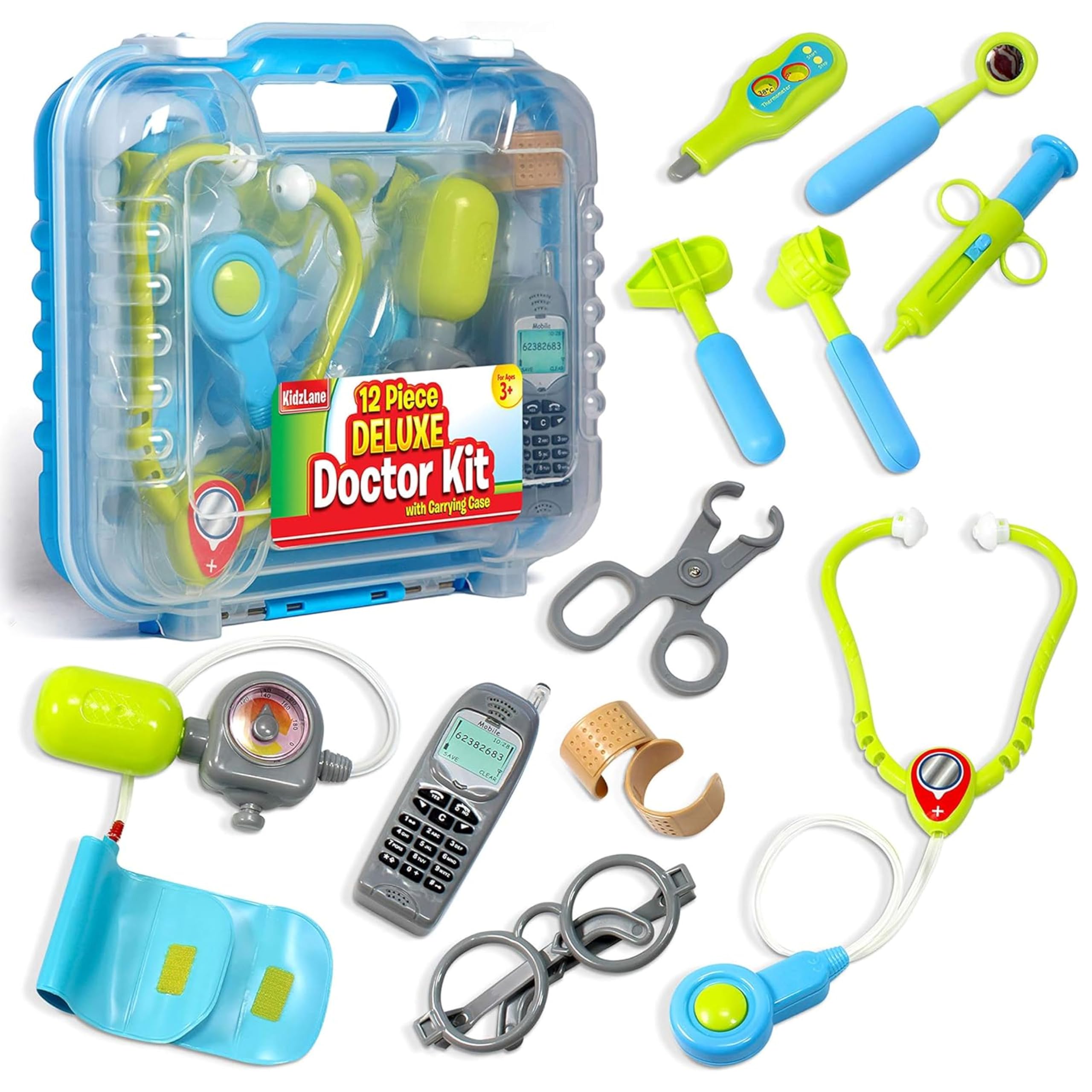 Kidzlane Doctor Kit for Kids - Doctor Playset with Electronic Stethoscope - Kid Doctor Play Set - Pretend Play Doctors Set for Toddlers - Children's Realistic Dr. Kit with Sounds