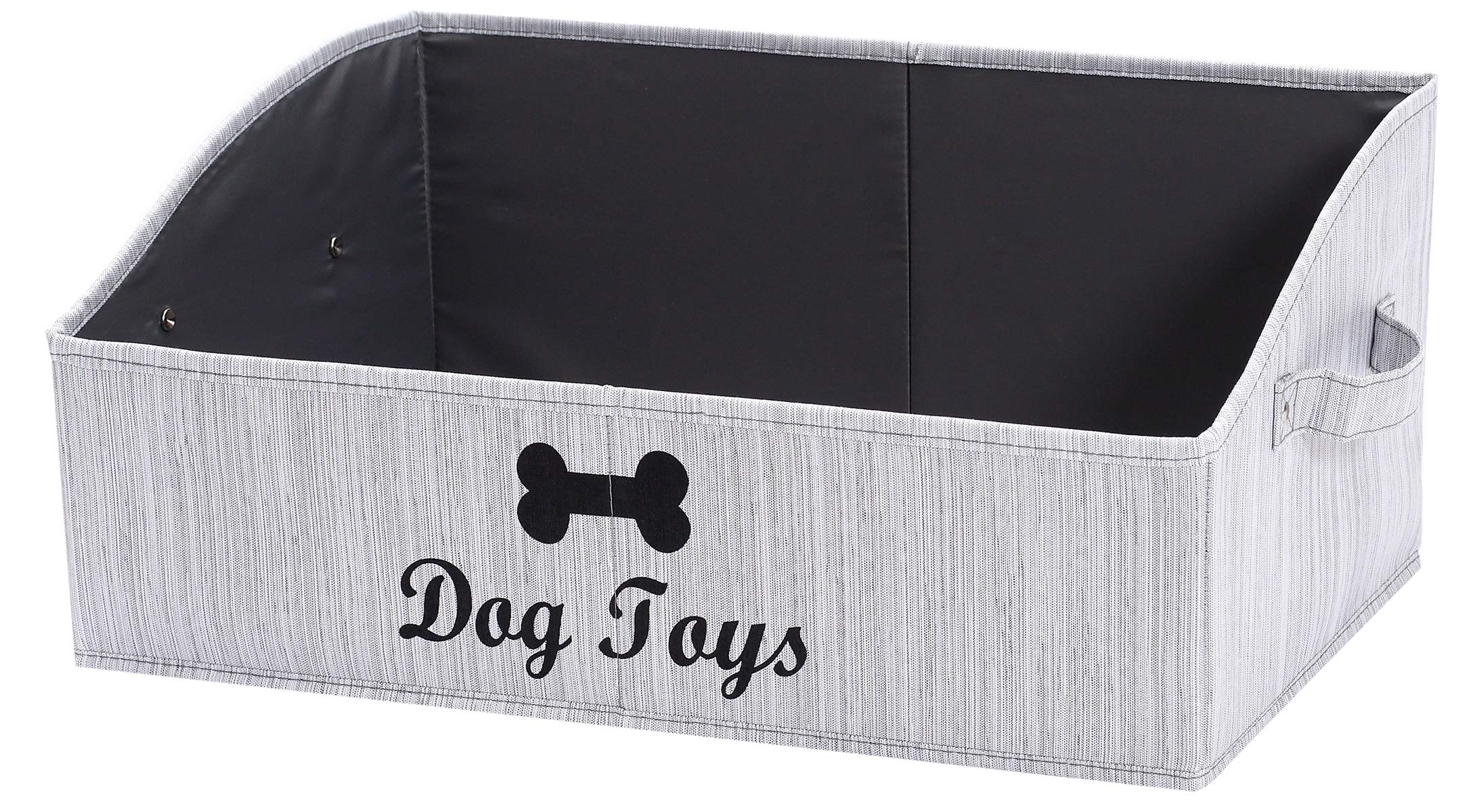 Geyecete Large dog toy bin dog toy box storage box - Foldable Fabric Trapezoid Organizer Boxes with Handle, Collapsible Basket for Dog Toys (Slub Gray-DOG)