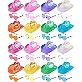 Xtinmee 16/32/48 Pcs Space Cowgirl Holographic Hat Rimless Heart Sunglasse CowGirl Sparkly Hat for Party Costume Accessories