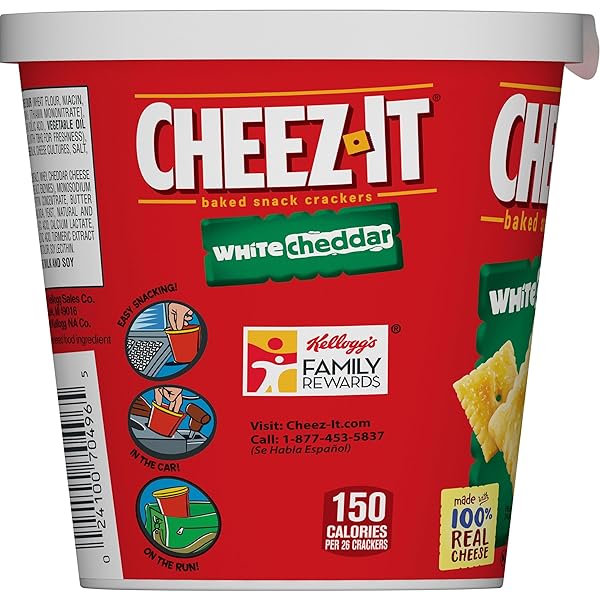CHEEZ-IT BAKED SNACK CHEESE CRACKERS IN A CUP, WHITE CHEDDAR, SINGLE SERVE, 2.2 OZ