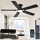 KNUN 52 inch Ceiling Fans with Lights, Black Low
