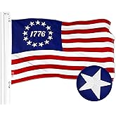 G128 Betsy Ross 1776 Flag | 4x6 Ft | ToughWeave Series Embroidered 300D Polyester | Historical Flag, Embroidered Design, Indoor/Outdoor, Brass Grommets
