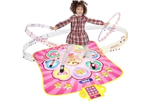 DITHIN Dance Mat Toys Girls 3-9 - Kids Dancing Games Christmas Birthday Gifts Ideas Age 4 5 6 7 8 Girl Boys Toddlers Little Princess Presents Top Dance Toy with 8 Game Modes Built-in Music