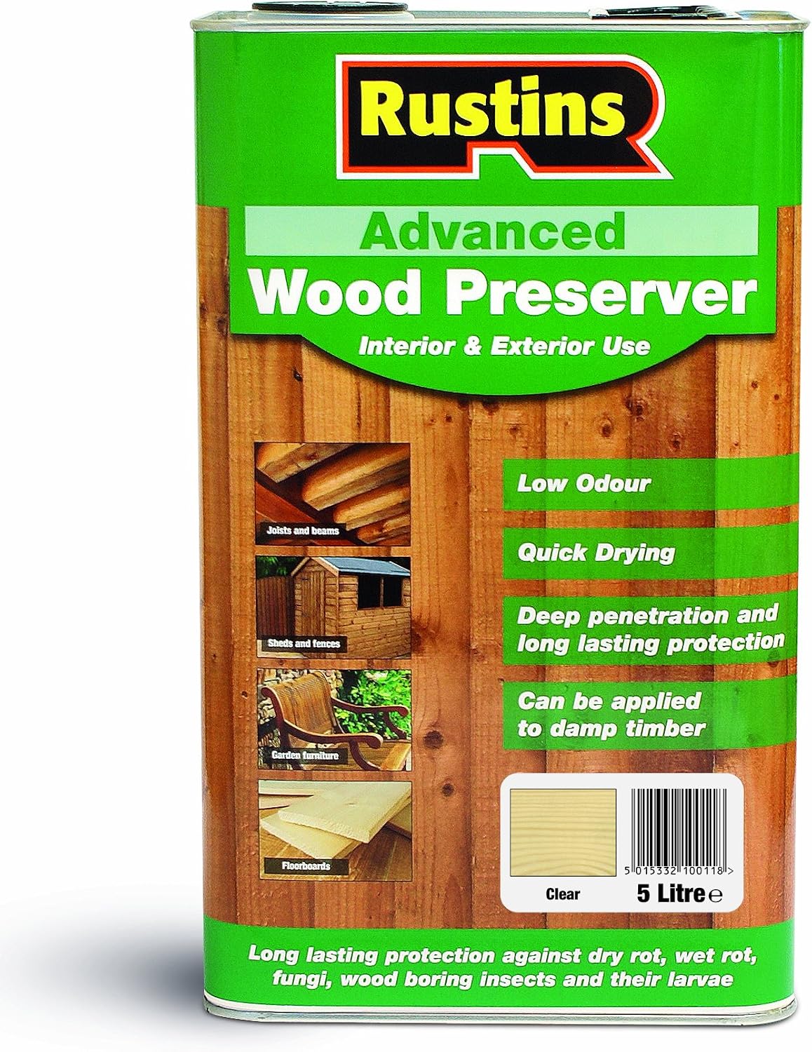 Rustins AWCL5000 Advanced Wood Preserver, Clear 5L