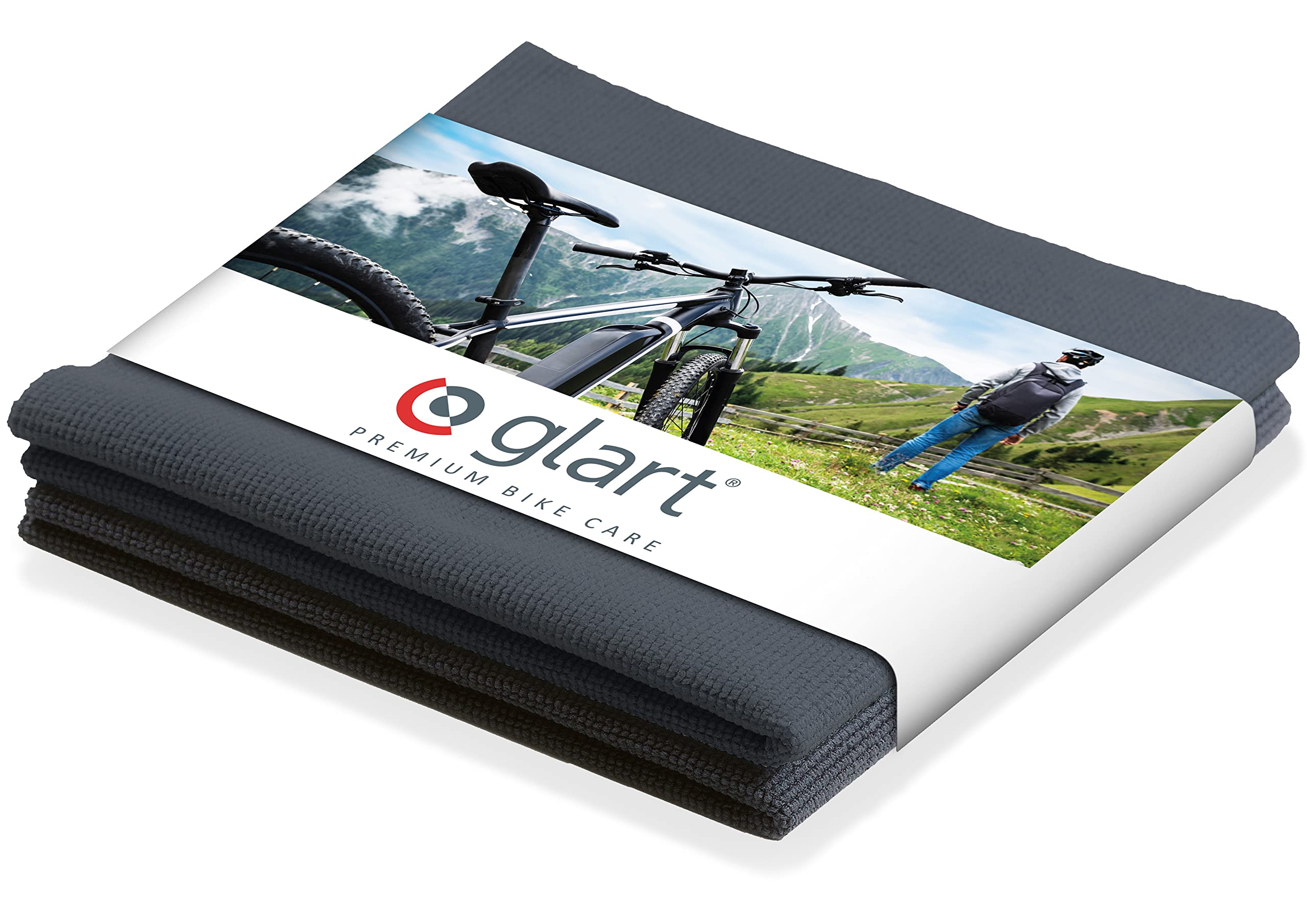 Glart 42AAF set of 2 microfiber cloths ANTHRACITE for bicycle care, 40x40 cm, BICYCLE microfiber cloths soft, absorbent; scratch-free, lint-free bike care, polishing cloths