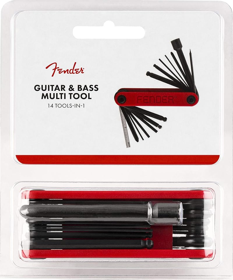 Fender Guitar/Bass 14-in-1 Maintenance Tool Chrome Vanadium Red 6 x 3 x 1 in
