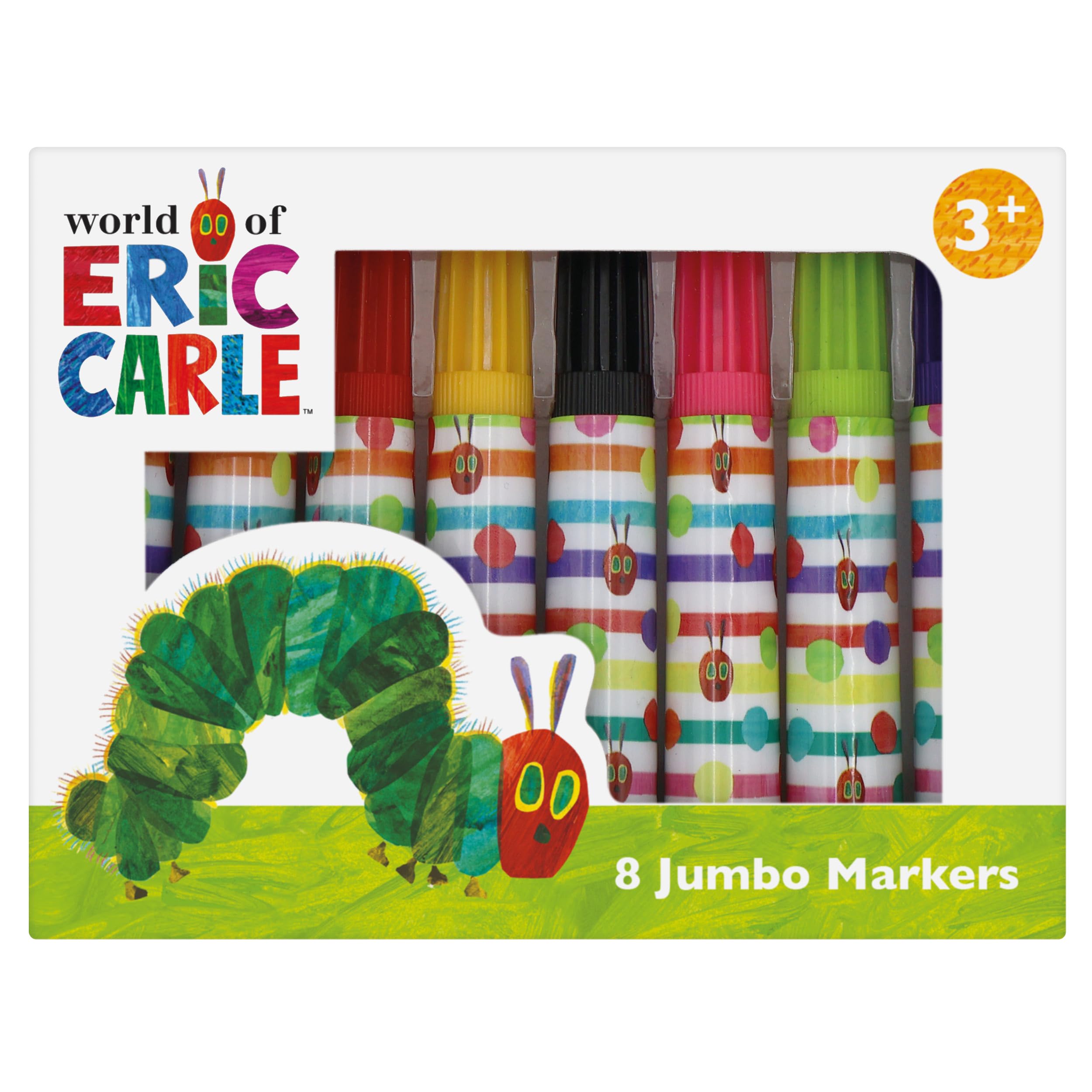 Robert Frederick Set of 8 Jumbo Marker Pens for Children The Very Hungry Caterpillar Design – Perfect for Ages 3 Years Upward